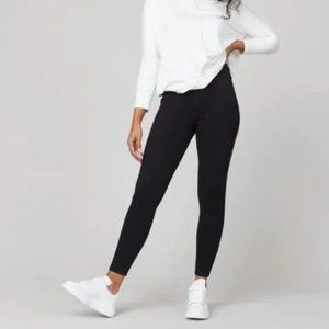 Spanx Jean-ish Ankle Leggings Black Ponte Knit Pull On Skinny Leg Size XL